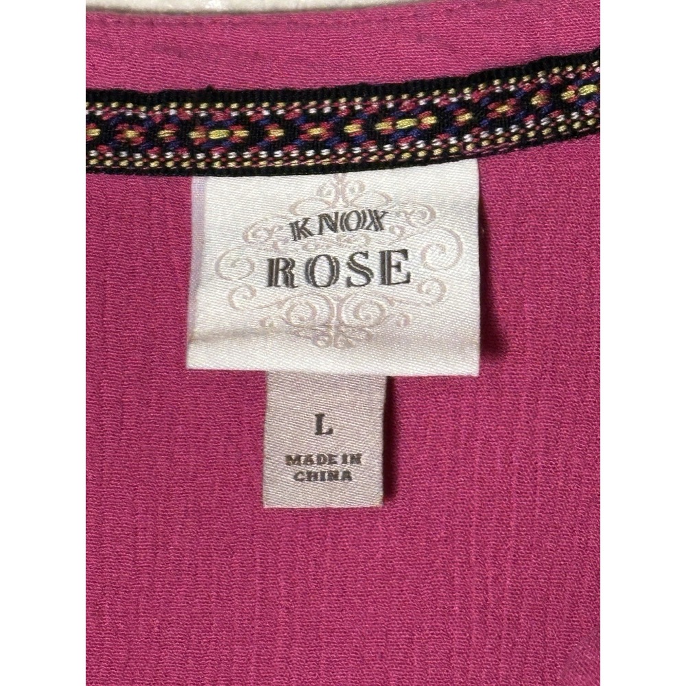 Knox Rose Size L Sleeveless V Neck Button Front Pink Rayon Knee Length Dress - Picture 3 of 6